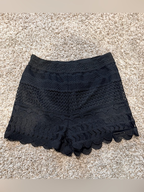Kyga Pants - High Waist Black Crochet Lace Women's Shorts